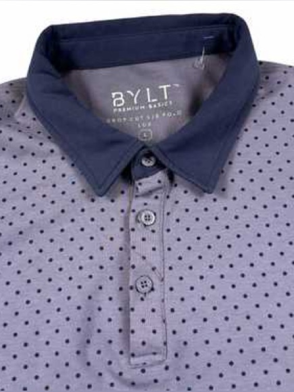 BYLT Premium Basics Lux Polo shirt XL Purple gray Polka Dot Golf casual career